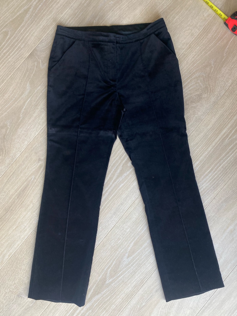 Escada Black Velvet Wide Leg Trousers Pants Size 44 / US 14